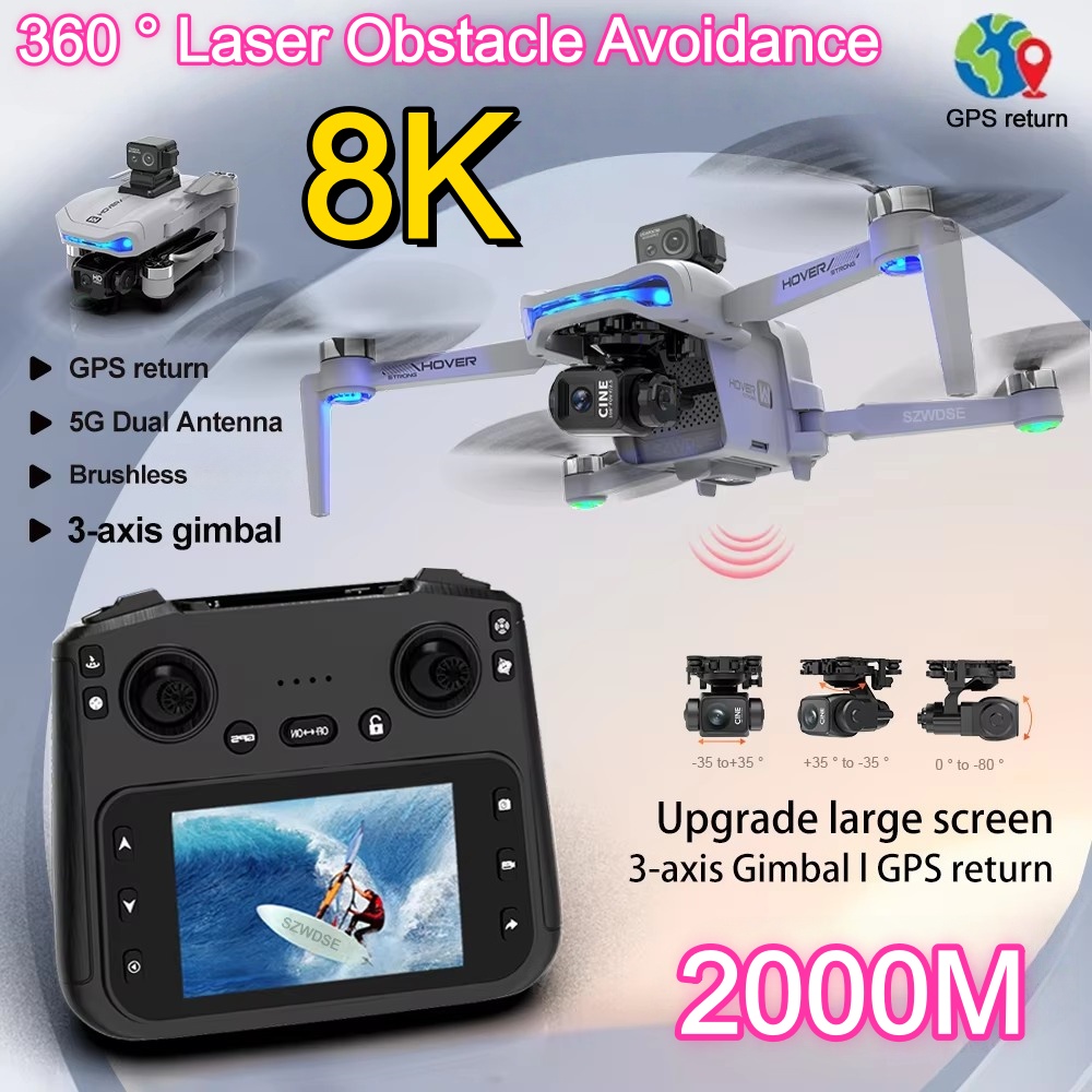 2KM Three-Axis Gimbal Drone 8K - Drone Camera With Gimbal recension och pris